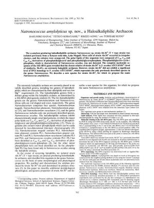 Natronococcus Arnylolyticus Sp. Nov., a Haloalkaliphilic Archaeon