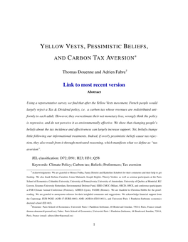 Yellow Vests, Pessimistic Beliefs, and Carbon Tax Aversion