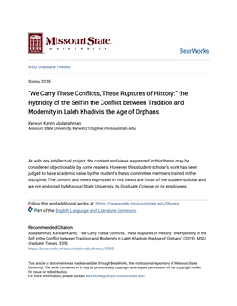“We Carry These Conflicts, These Ruptures of History:” the Hybridity Of