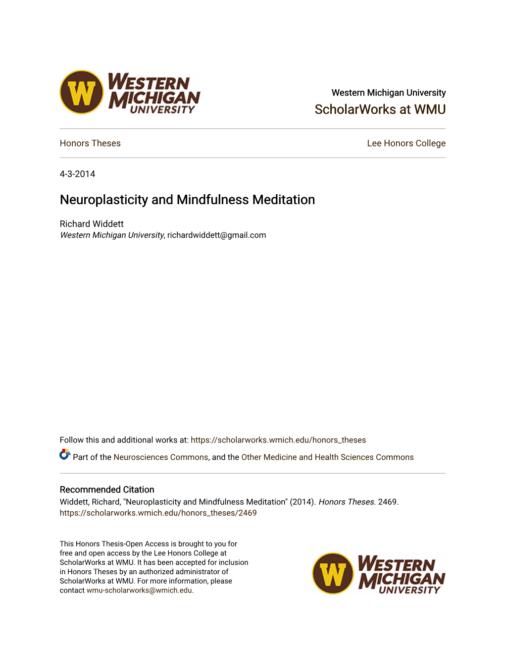 Neuroplasticity and Mindfulness Meditation
