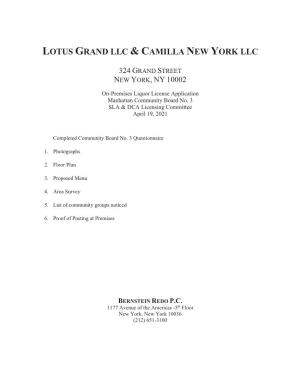 Lotus Grand Llc & Camilla New York
