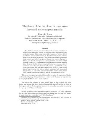 The Theory of the Rise of Sap in Trees: Some Historical and Conceptual Remarks
