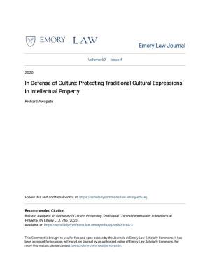 Protecting Traditional Cultural Expressions in Intellectual Property