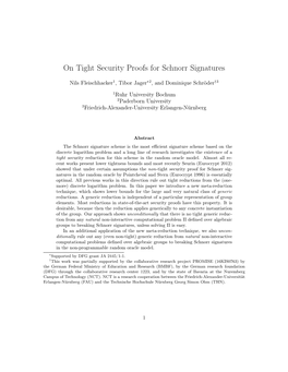 On Tight Security Proofs for Schnorr Signatures