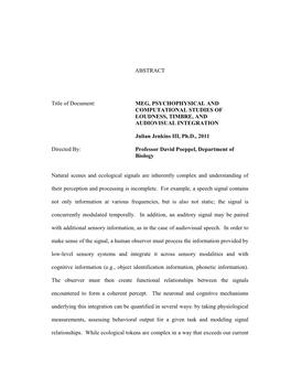 ABSTRACT Title of Document: MEG, PSYCHOPHYSICAL AND