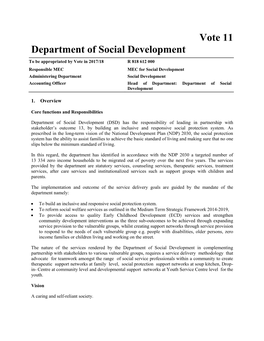 Vote 11 Department of Social Development