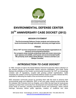 Environmental Defense Center 35 Anniversary Case