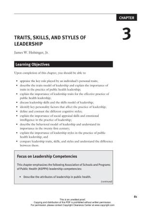 Traits, Skills, and Styles of Leadership 83
