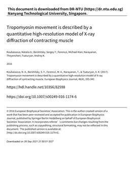 Tropomyosin Movement Is Described by a Quantitative High‑Resolution Model of X‑Ray Diffraction of Contracting Muscle