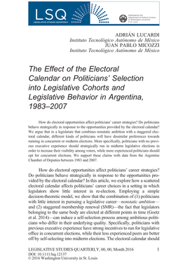 The Effect of the Electoral Calendar on Politicians&#39; Selection Into
