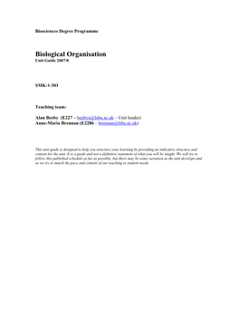 Biological Organisation Unit Guide 2007/8