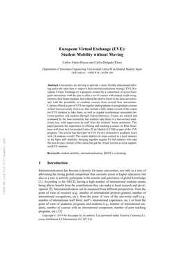 European Virtual Exchange (EVE): Student Mobility Without Moving