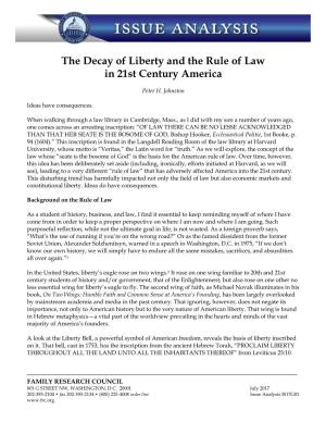 The Decay of Liberty and the Rule of Law in 21St Century America