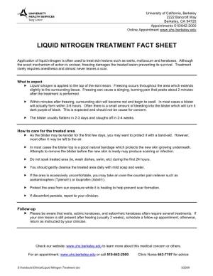 Liquid Nitrogen Treatment Fact Sheet