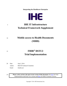IHE IT Infrastructure Technical Framework Supplement Mobile
