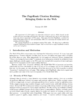 The Pagerank Citation Ranking: Bringing Order to The