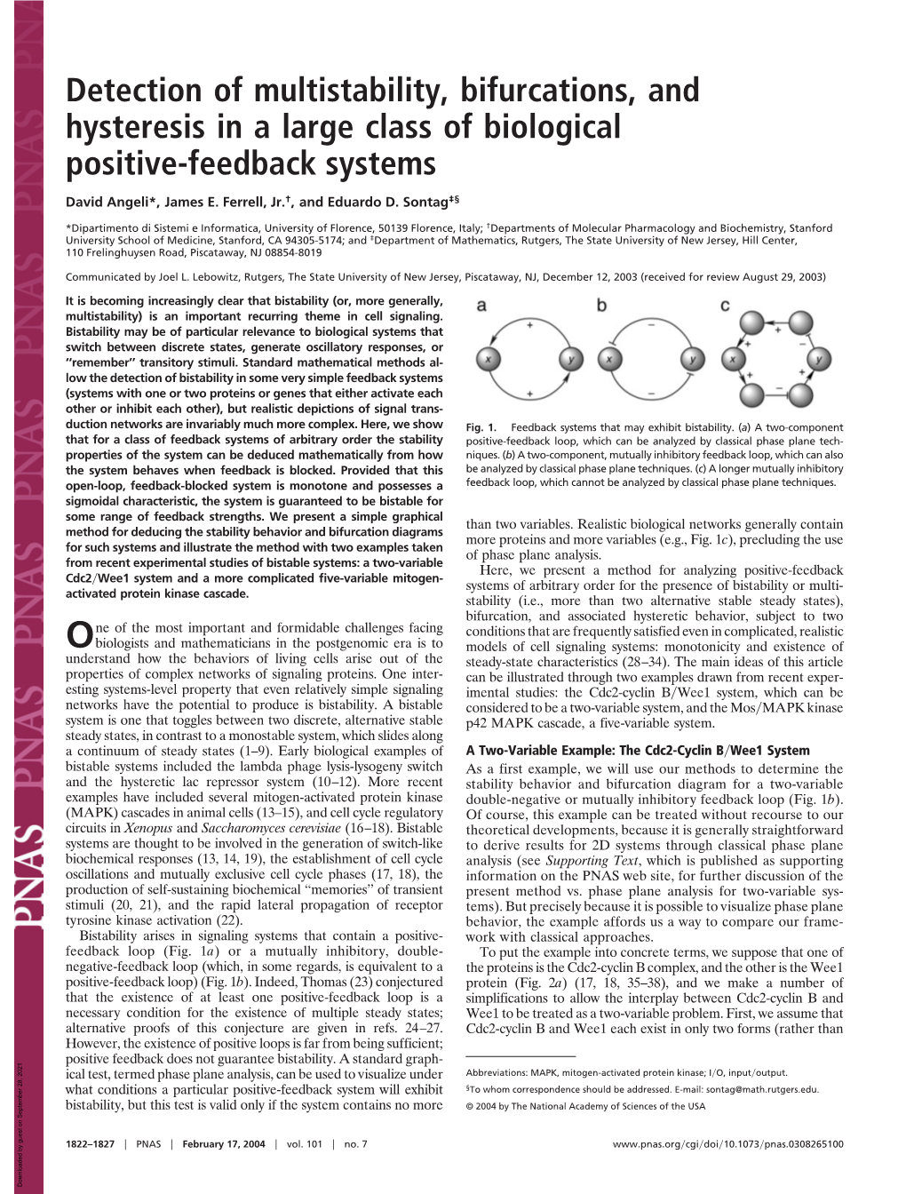 Detection of Multistability, Bifurcations, and Hysteresis in a Large Class of Biological Positive-Feedback Systems