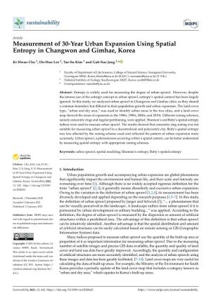 Measurement of 30-Year Urban Expansion Using Spatial Entropy in Changwon and Gimhae, Korea