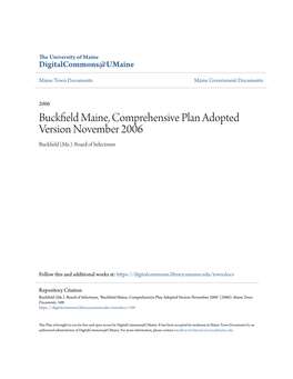 Buckfield Maine, Comprehensive Plan Adopted Version November 2006" (2006)