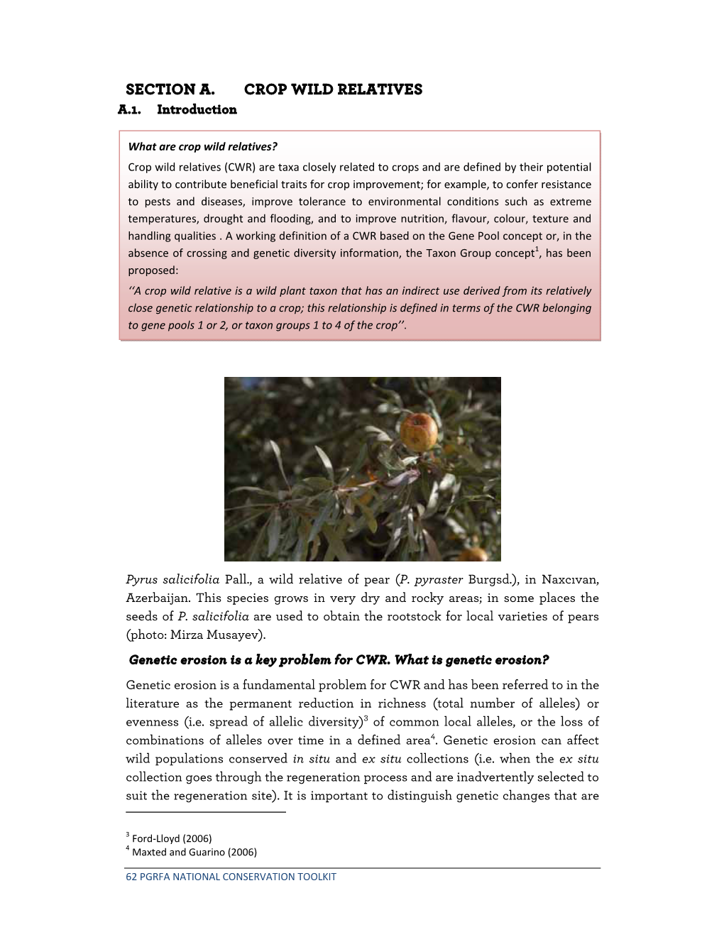 Section A. Crop Wild Relatives A.1