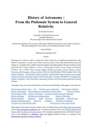 From the Ptolemaic System to General Relativity