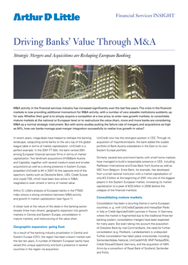 Driving Banks' Value Through M&A