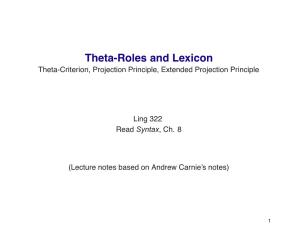 Theta-Roles and Lexicon Theta-Criterion, Projection Principle, Extended Projection Principle