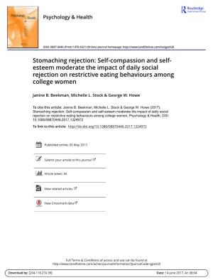 Esteem Moderate the Impact of Daily Social Rejection on Restrictive Eating Behaviours Among College Women