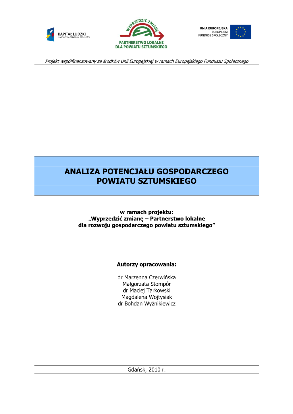 Analiza Potencjału Gospodarczego Powiatu Sztumskiego