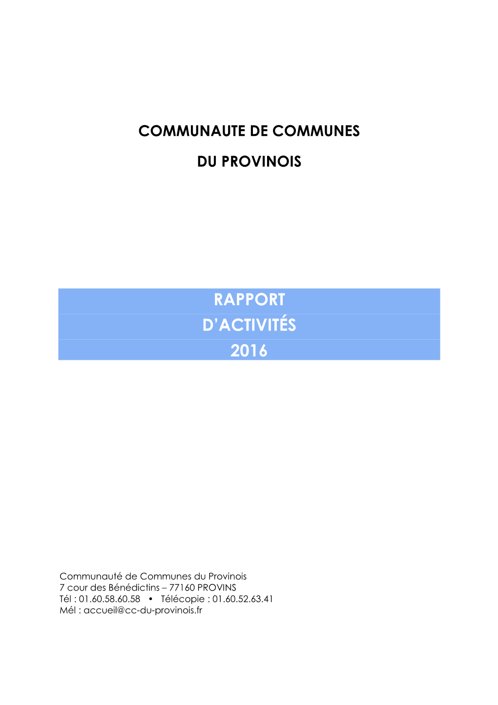 Rapport D'activités 2016