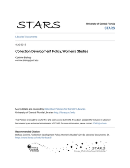 Collection Development Policy, Women's Studies