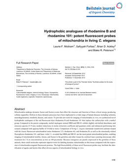 Potent Fluorescent Probes of Mitochondria in Living C. Elegans
