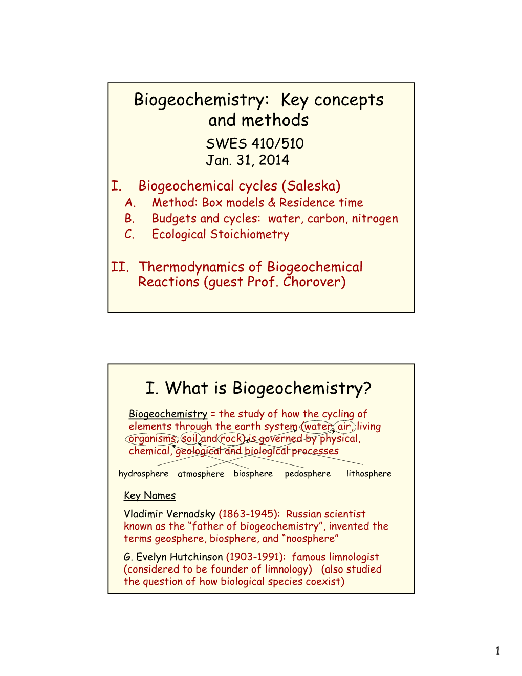 Biogeochemical Cycles (Saleska) A