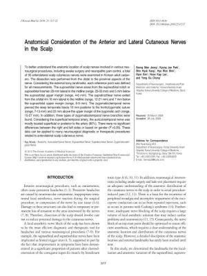 Anatomical Consideration of the Anterior and Lateral Cutaneous Nerves in the Scalp