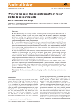 The Possible Benefits of Nectar Guides to Bees and Plants