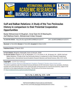 Gulf and Balkan Relations: a Study of the Two Peninsulas History in Comparison to Their Potential Cooperation Opportunities