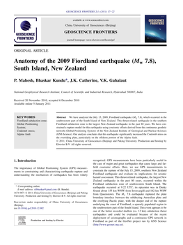 Anatomy of the 2009 Fiordland Earthquake (Mw 7.8), South Island, New Zealand