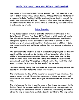 TALES of KING VIKRAM and BETAAL the VAMPIRE Baital