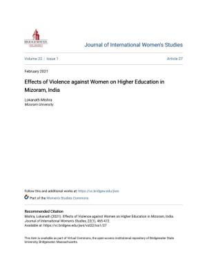 Effects of Violence Against Women on Higher Education in Mizoram, India