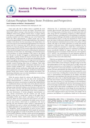 Calcium Phosphate Kidney Stone: Problems and Perspectives Daniel Callaghan and Bidhan C