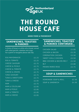 The Round House Cafe Menu