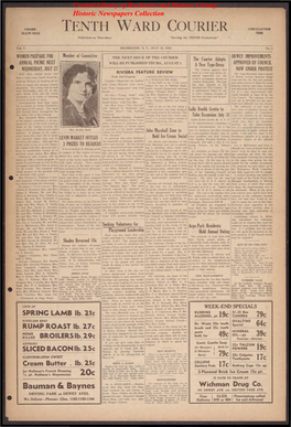 TENTH WARD COURIER CIRCULATION MAIN 5412 7500 Published on Thursday.-; "Serving the Tei'-Ith Exclusively"