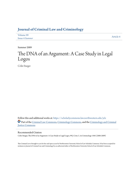 The DNA of an Argument: a Case Study in Legal Logos Colin Starger