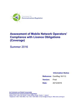 Assessment of Mobile Network Operators' Compliance With