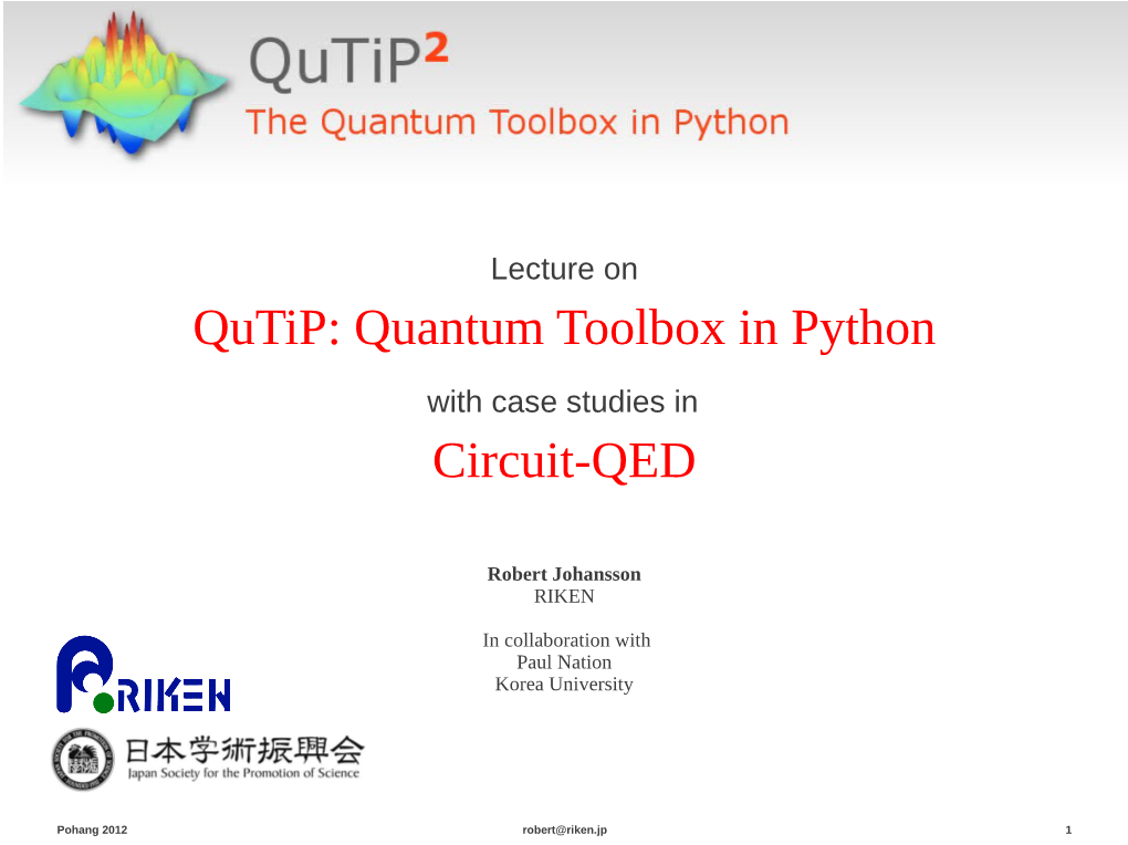 Qutip: Quantum Toolbox in Python