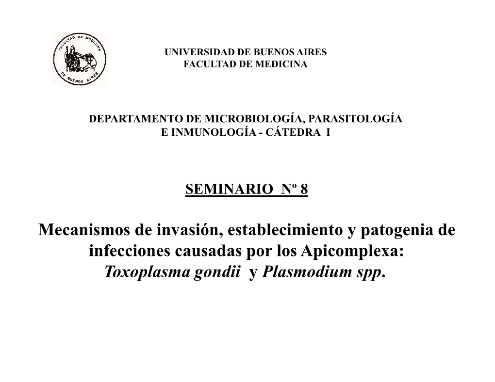 Toxoplasma Gondii Y Plasmodium Spp