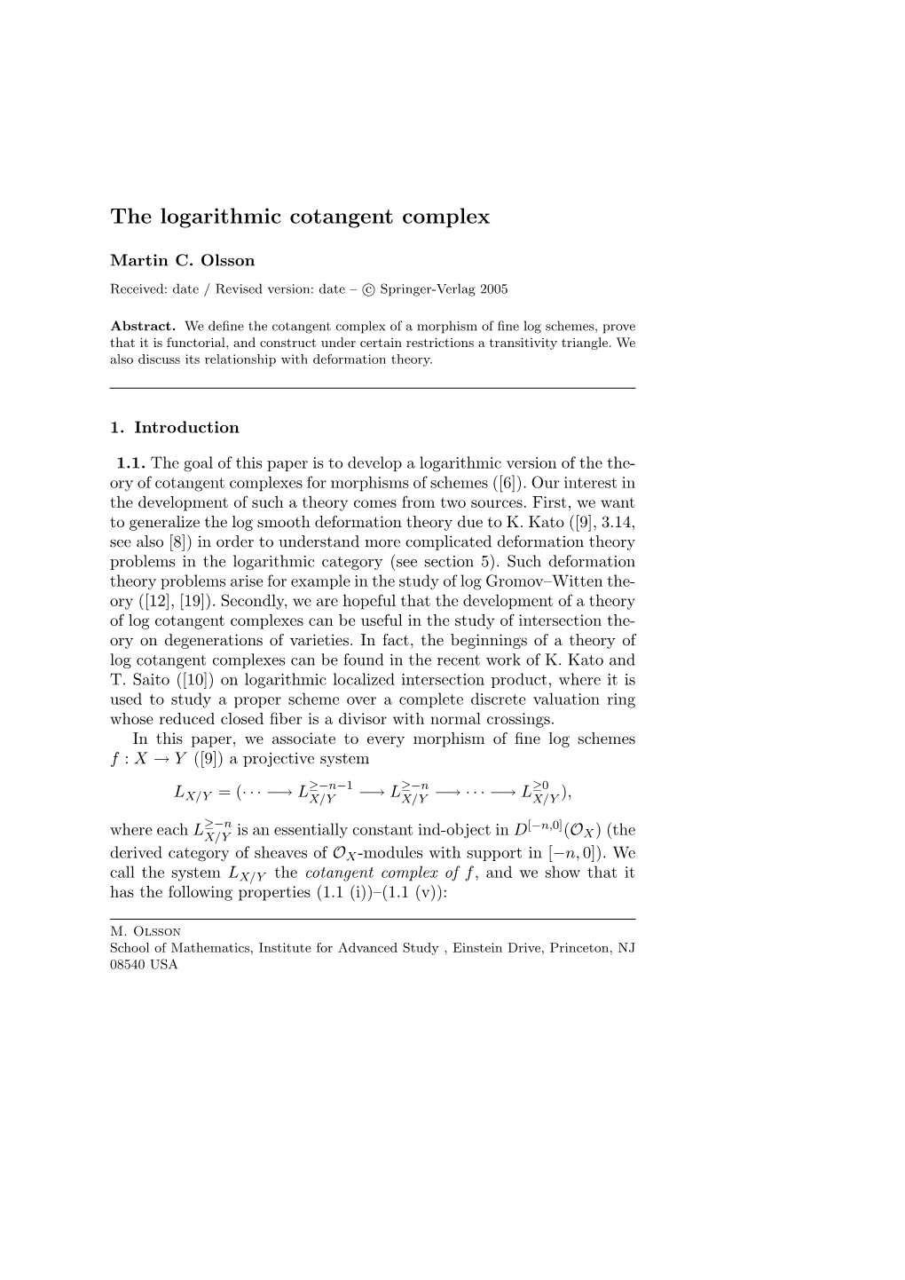 The Logarithmic Cotangent Complex