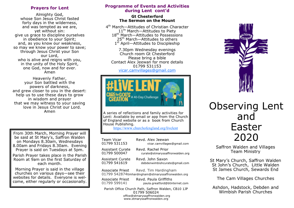 Observing Lent and Easter 2020