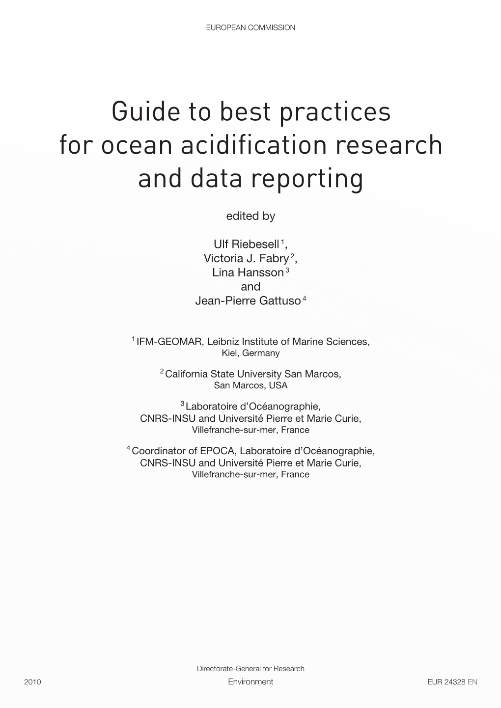 Guide to Best Practices for Ocean Acidification Research and Data Reporting