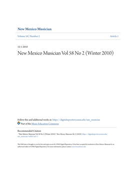 New Mexico Musician Vol 58 No 2 (Winter 2010)